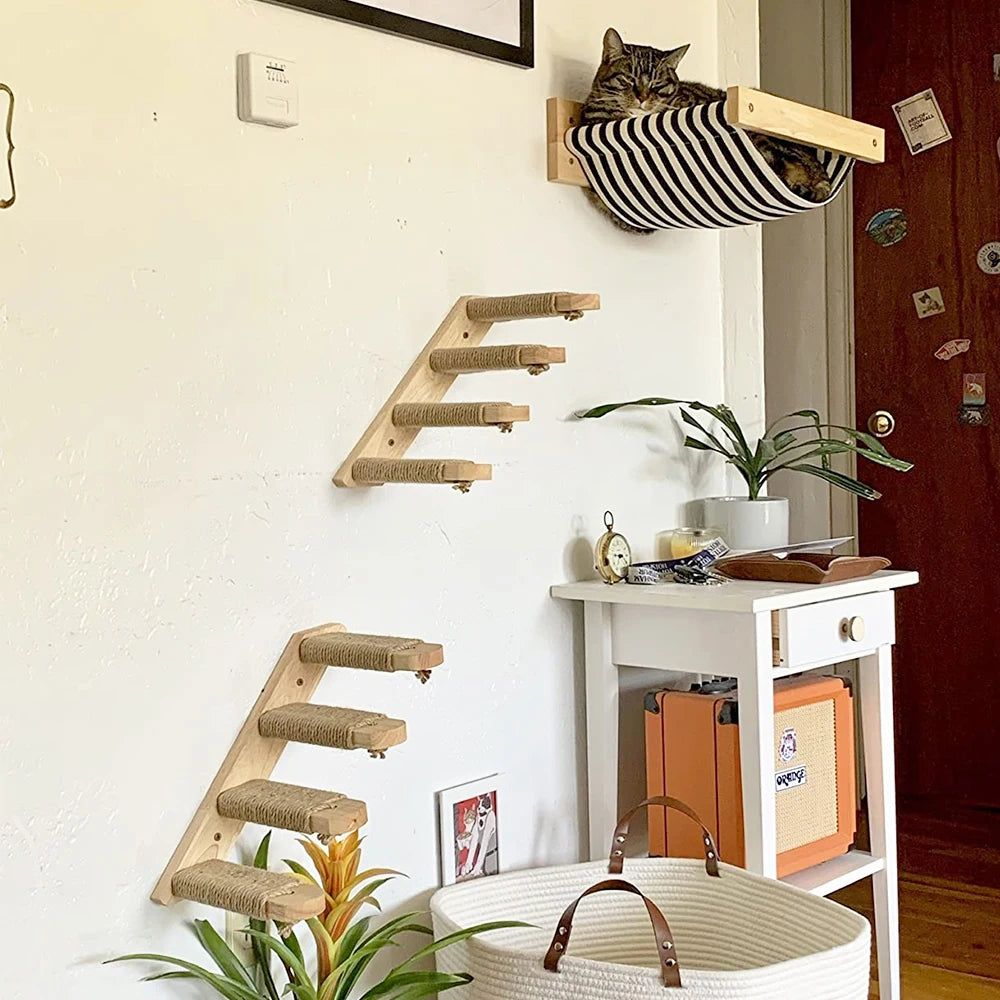 3Pcs Cat Climbing Shelf Perch w/Hammock