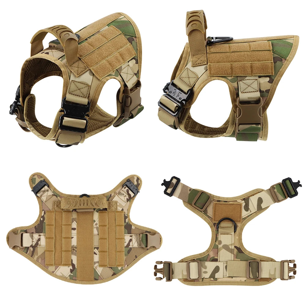 Military Harness Collar Leash Set For Medium & Large Dogs