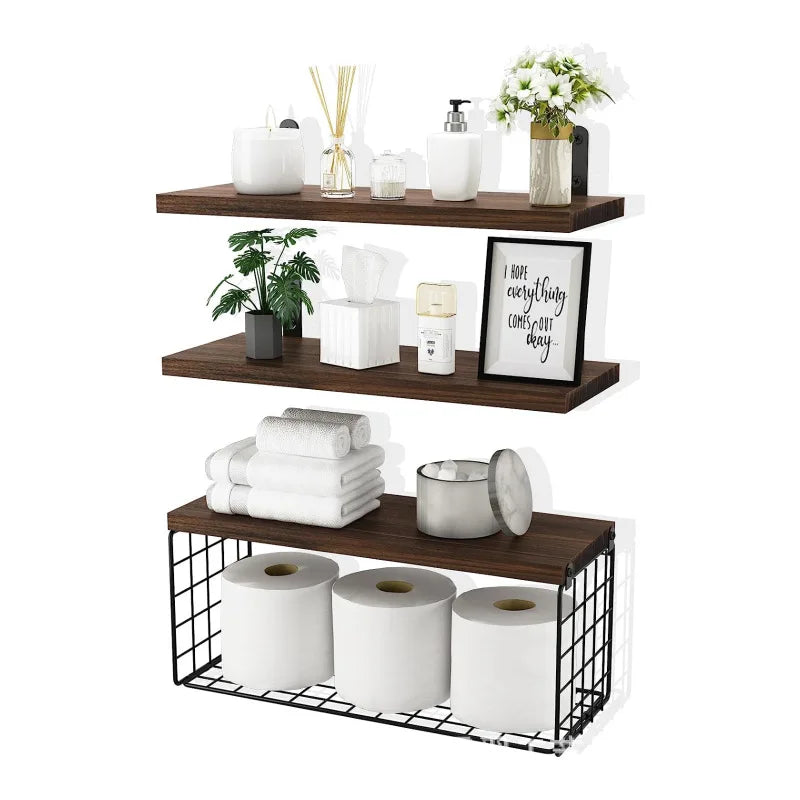 Wall Mounted 3/Wood Floating Shelves