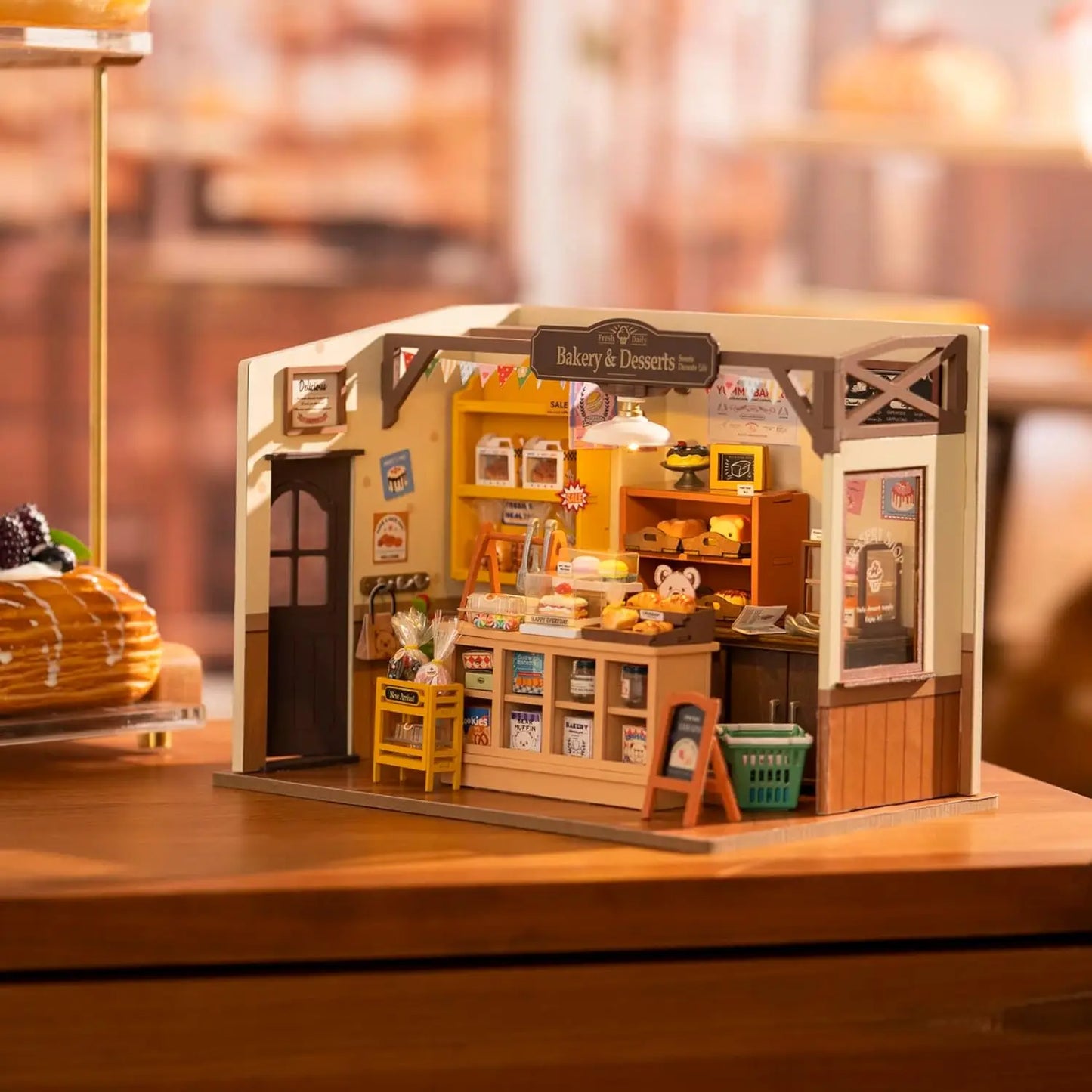 DIY Miniature Bakery Kit w/Furniture & LEDs