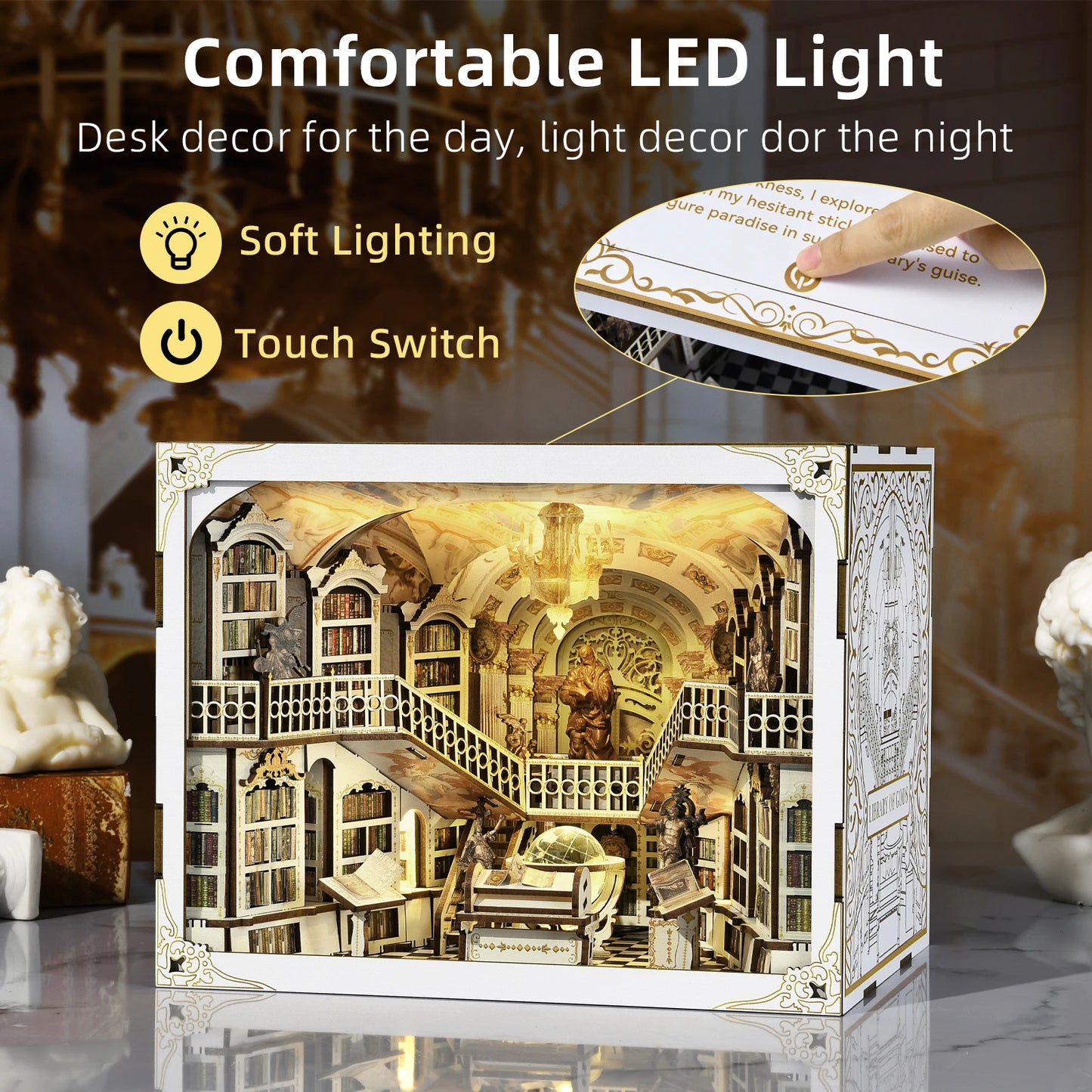 Book Nook Library of Gods DIY Kit, w/LED Lights