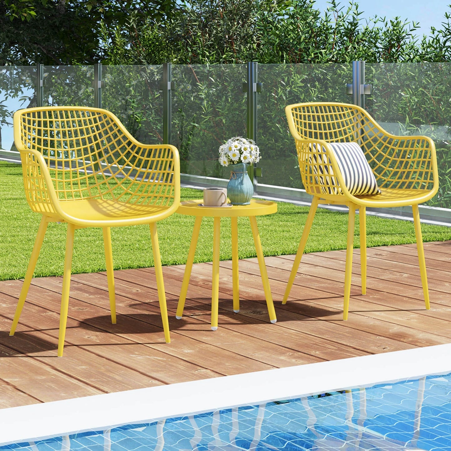 Yellow 3 Piece Patio Bistro Set