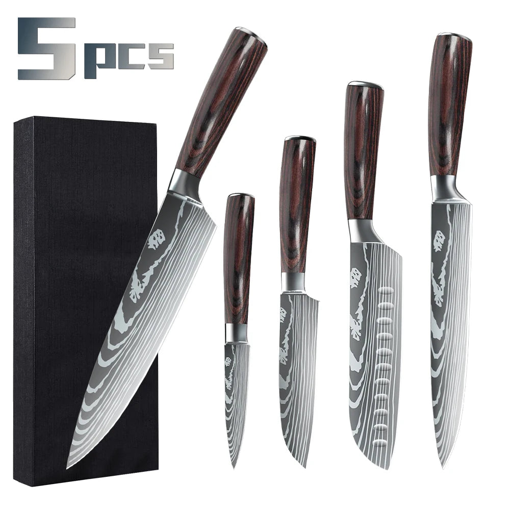 1-10PCS Chef knife Japanese Kitchen Knives Set