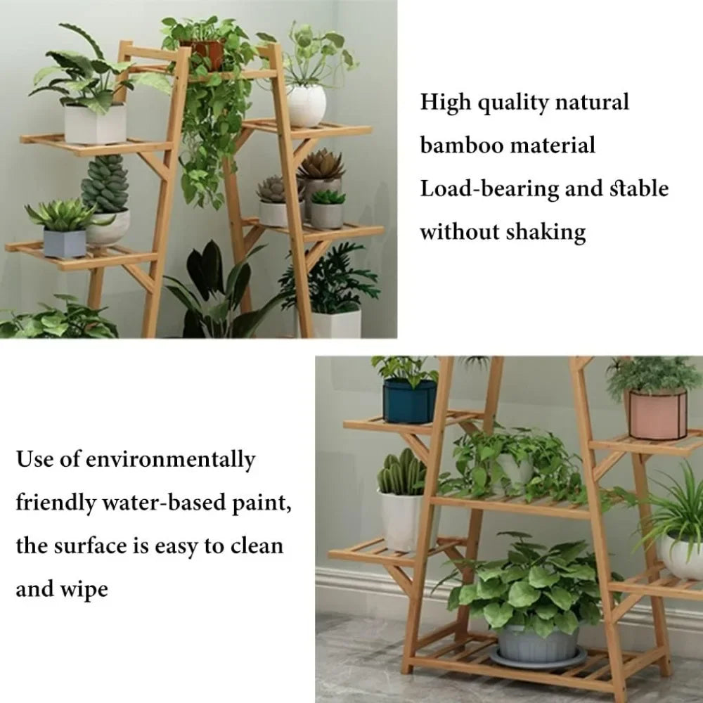 Bamboo Rolling Plant Stand 8 Tier
