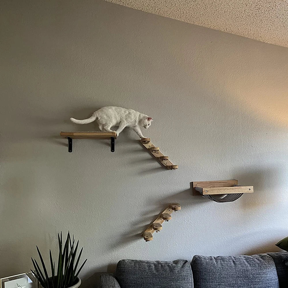 3Pcs Cat Climbing Shelf Perch w/Hammock