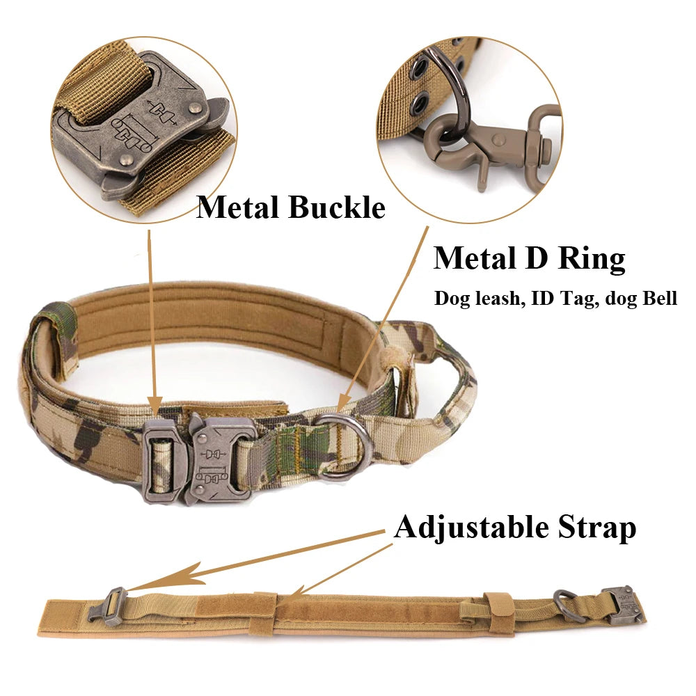 Military Harness Collar Leash Set For Medium & Large Dogs