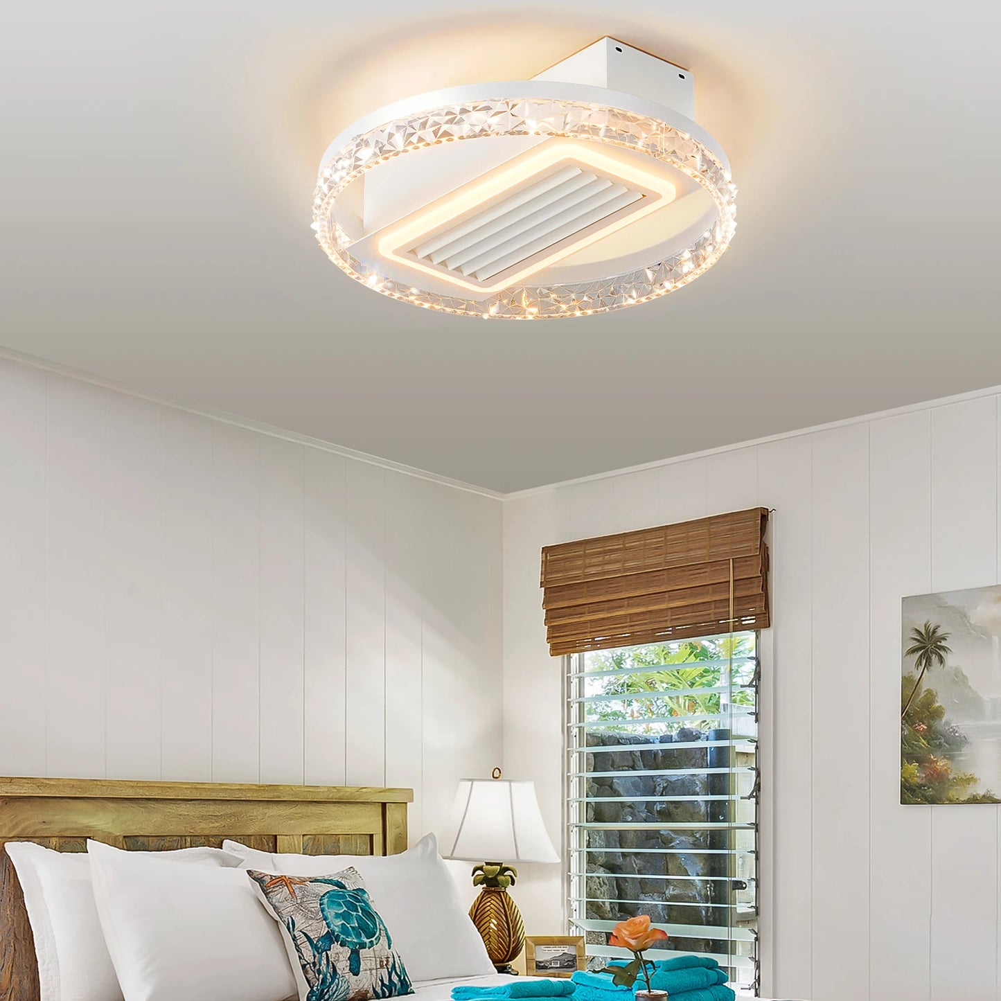 19.7" Modern Crystal LED Ceiling Fan with Light