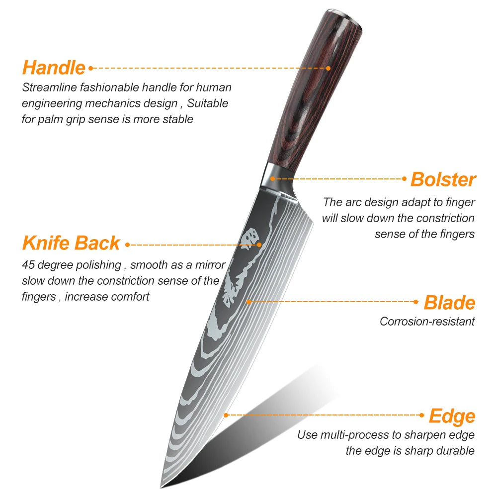 1-10PCS Chef knife Japanese Kitchen Knives Set