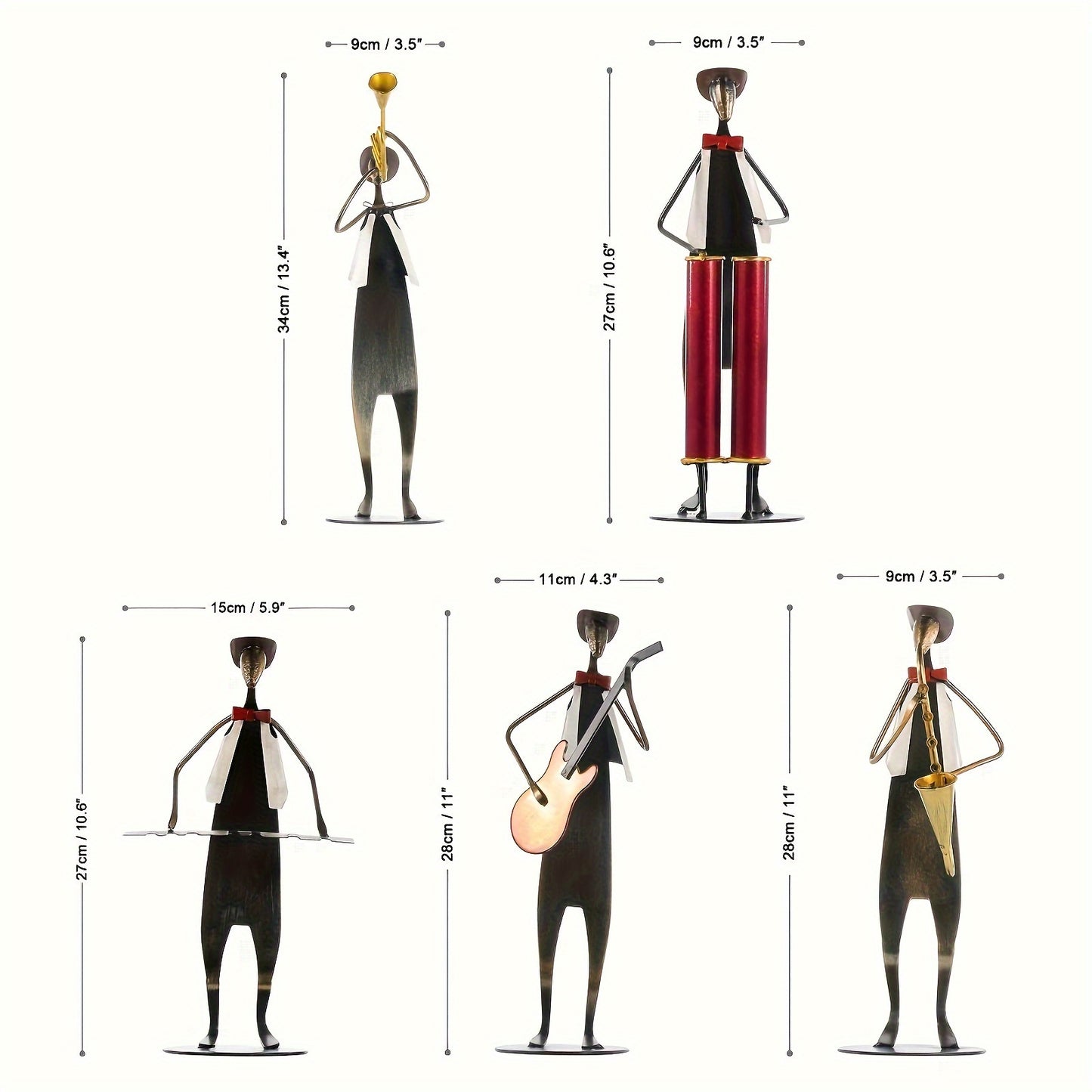 5-pcs Cowboy Band Iron Sculpture