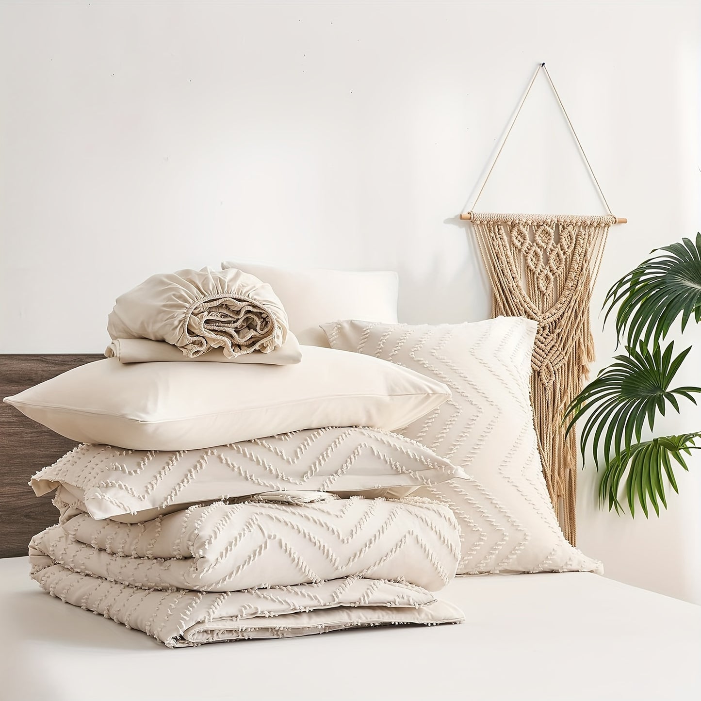 7Pc Chevron Boho Shabby Chic Farmhouse Comforter Set