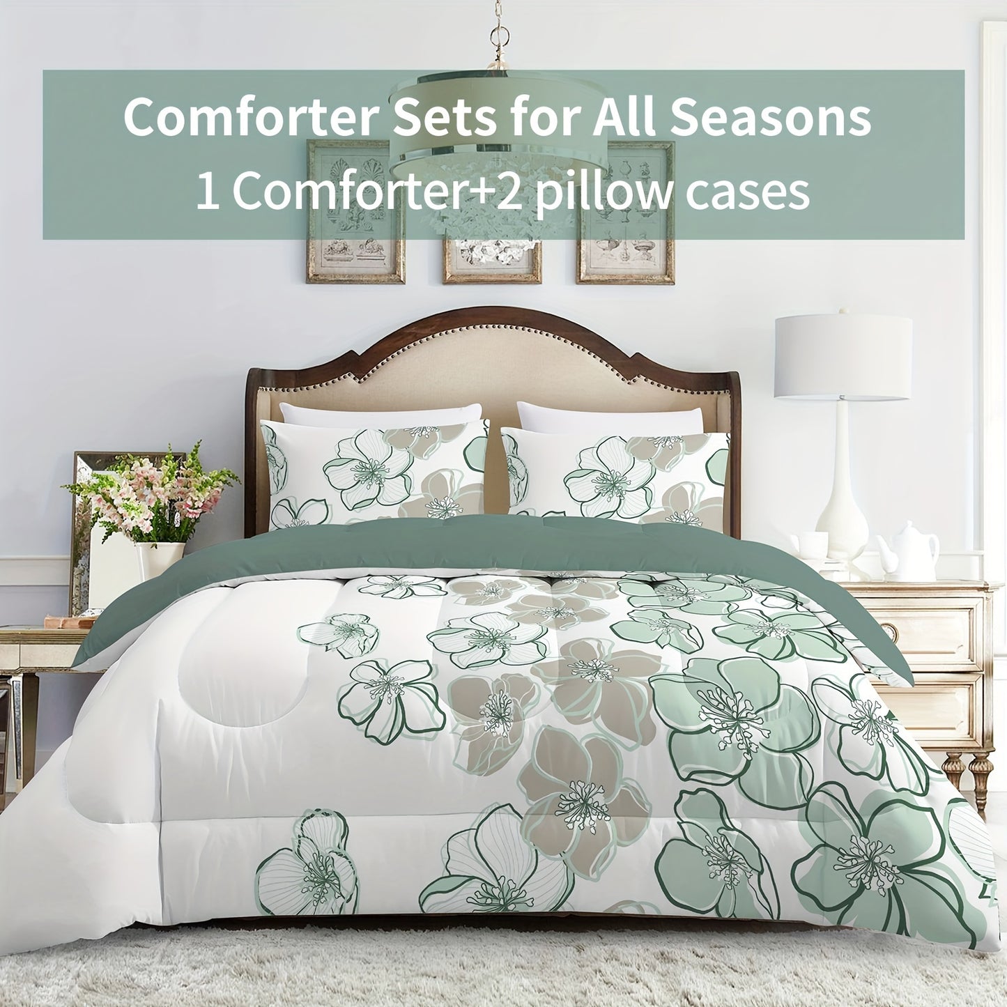 Flower Quilted Comforter Set
