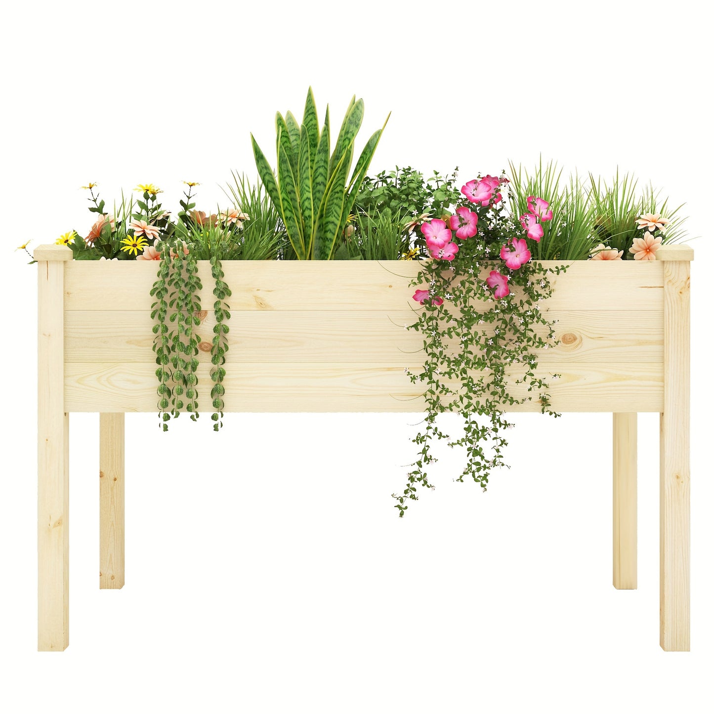 48.5x24.4x30 Inch Elevated Wood Planter Box