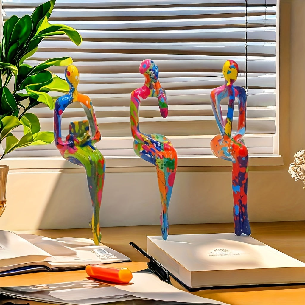 3-Piece Set of Exquisite Abstract Resin Figurines