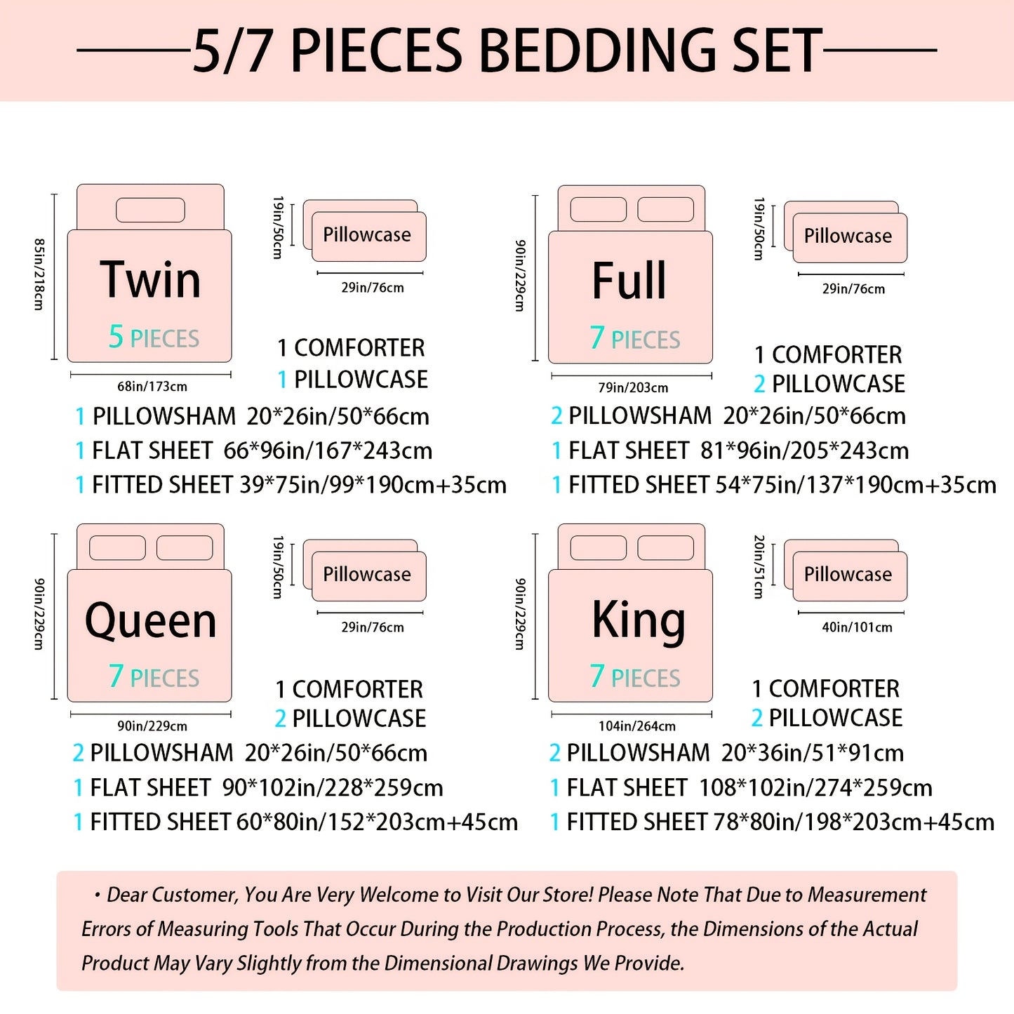 7pcs Solid Color Tufted Comforter Set