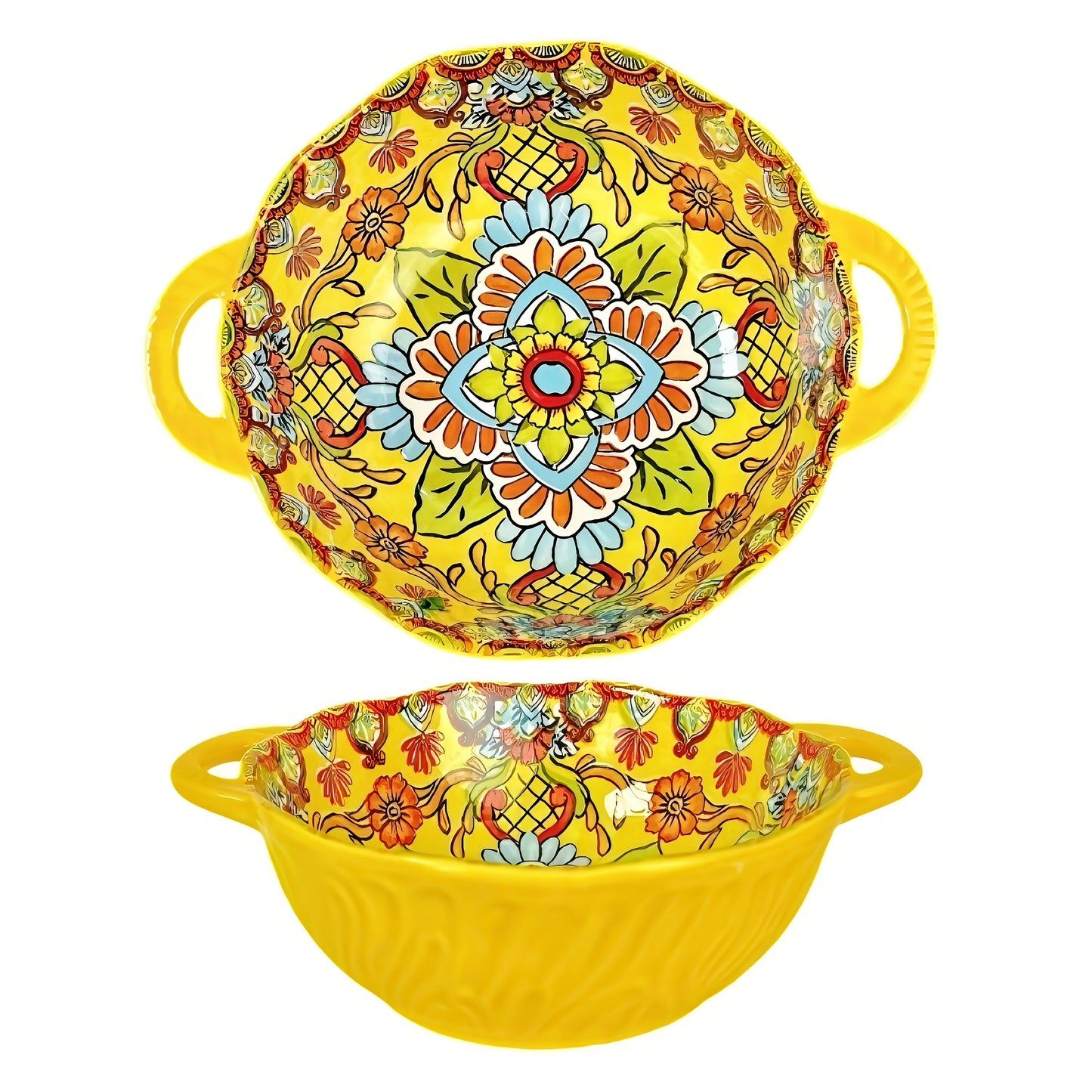 Hand-painted 1pc Bohemian Style Ceramic Noodle Salad Plate