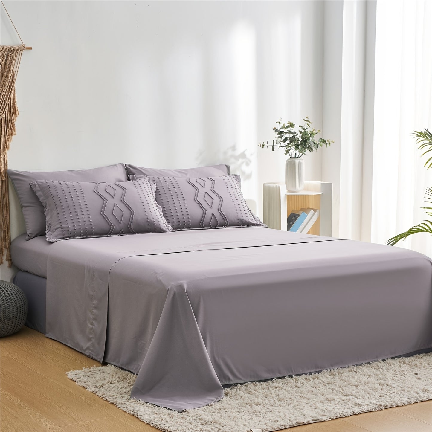 7pcs Solid Color Tufted Comforter Set