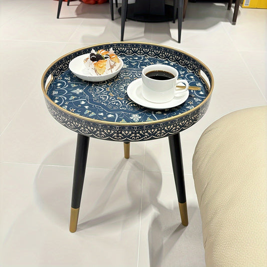 Versatile Round Coffee Table Tray with Handles