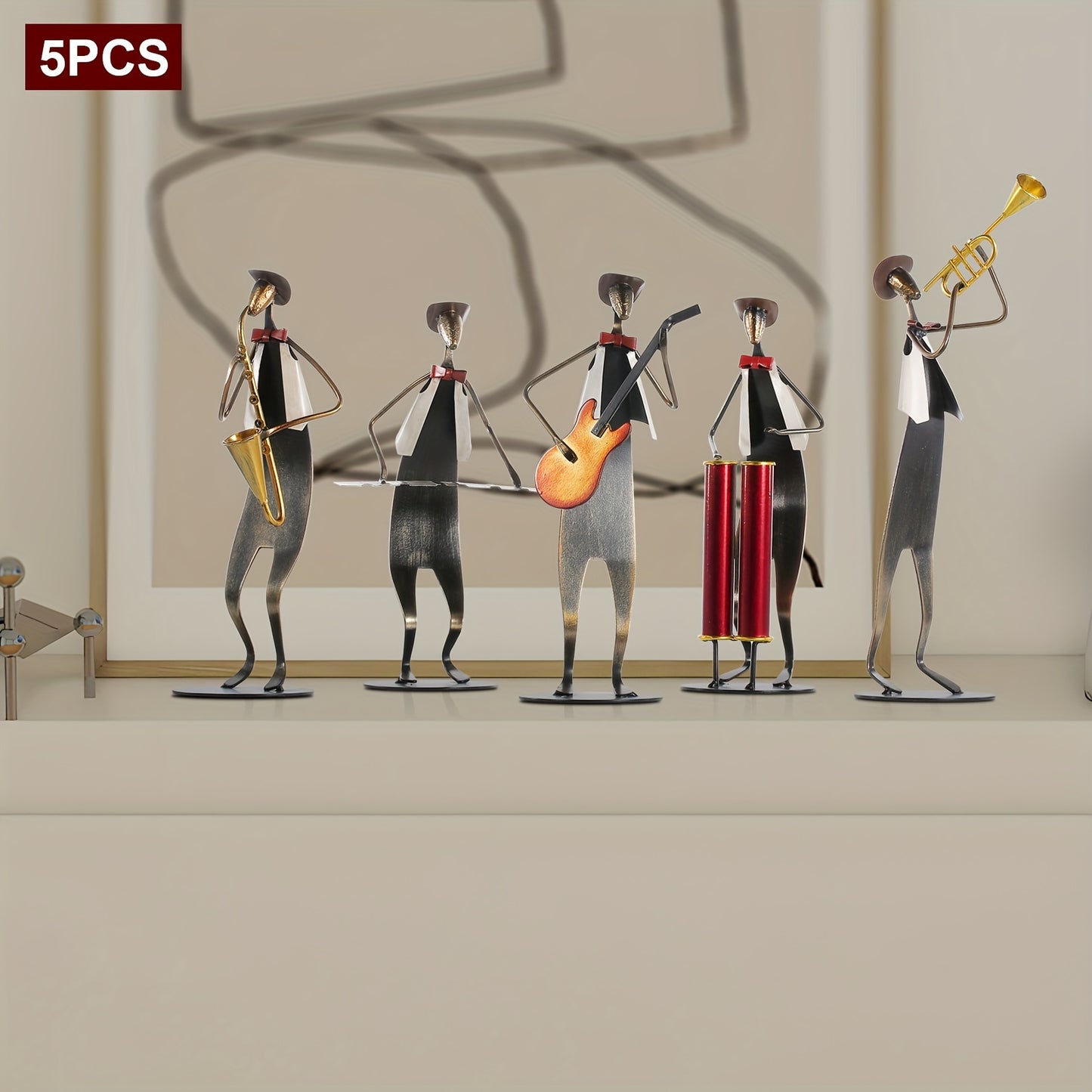 5-pcs Cowboy Band Iron Sculpture