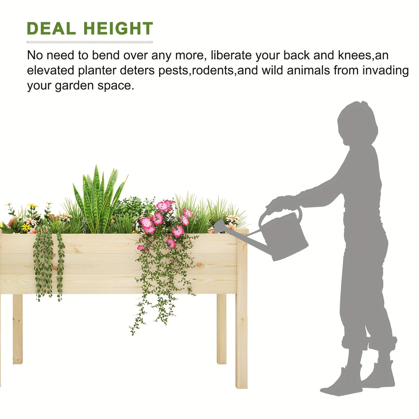 48.5x24.4x30 Inch Elevated Wood Planter Box