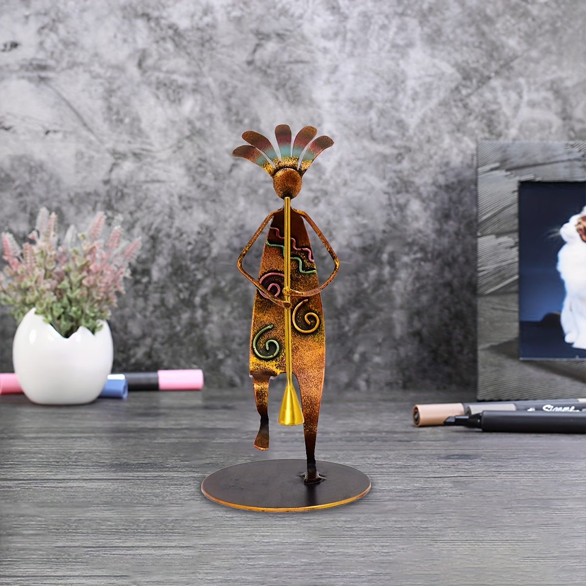 Joyful Dancing Native American Metal Sculpture
