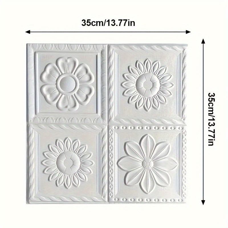 50PCS 3D Self-Adhesive White Flower Wallpaper