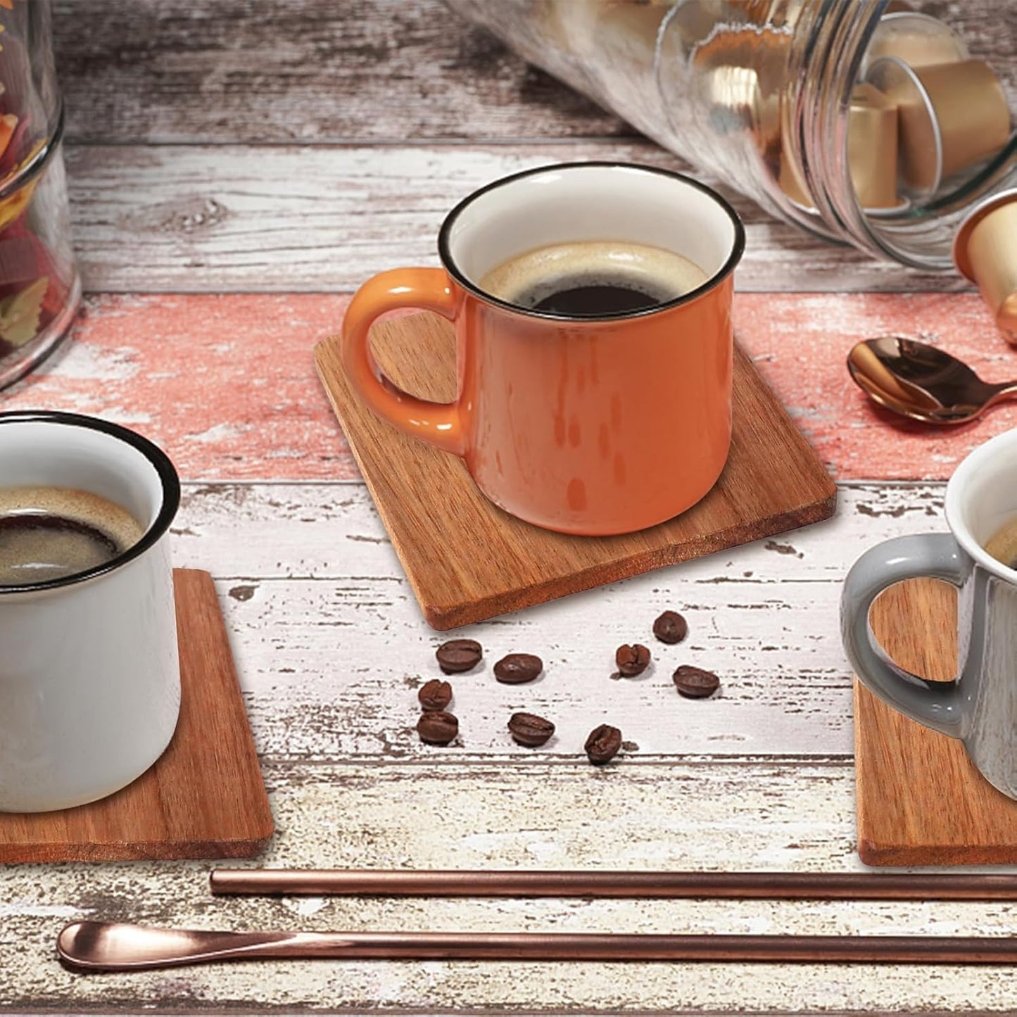16-Pack 4-Inch Square Acacia Wood Coasters