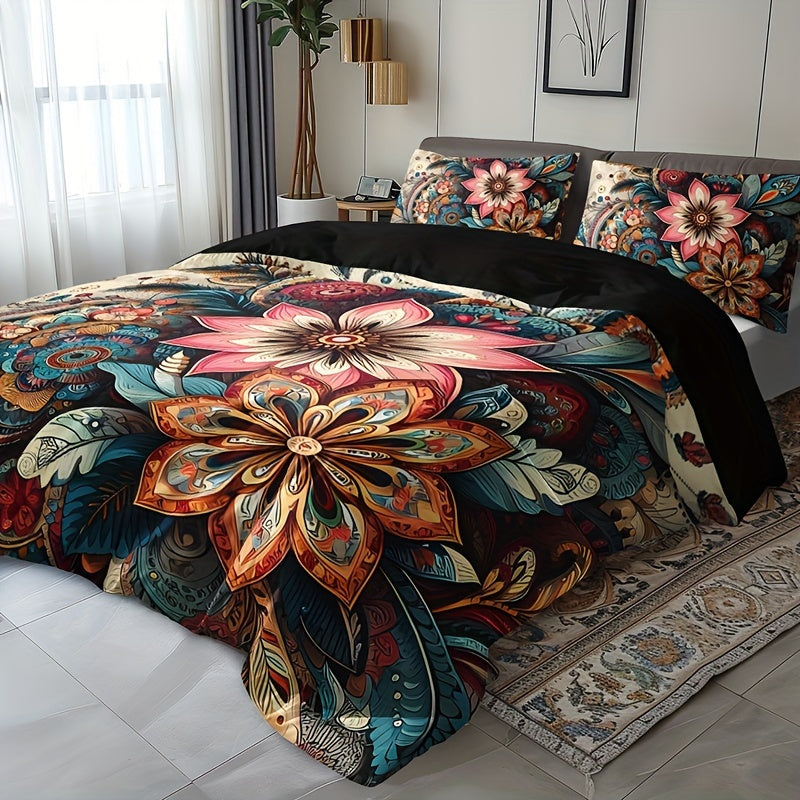 3pcs Bohemian Mandala Floral Quilt Cover Set