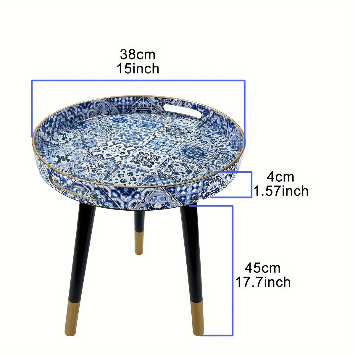 Versatile Round Coffee Table Tray with Handles
