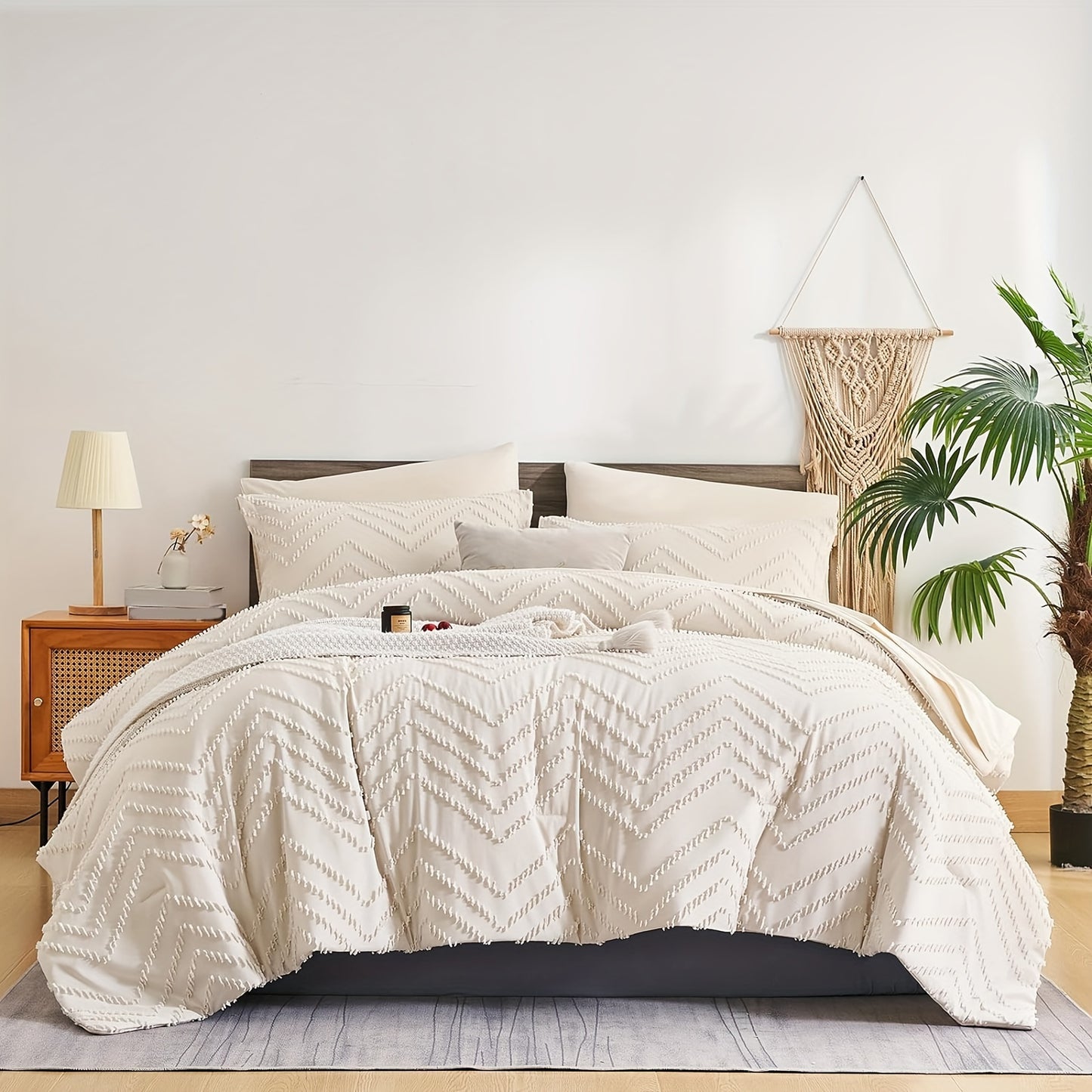 7Pc Chevron Boho Shabby Chic Farmhouse Comforter Set