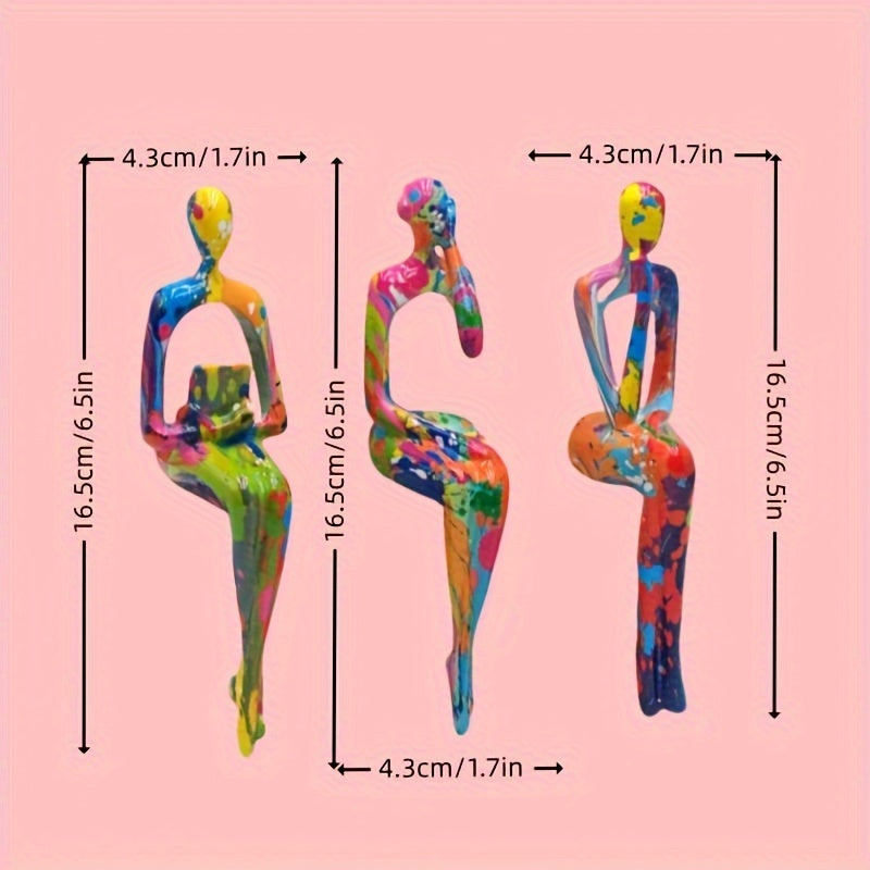 3-Piece Set of Exquisite Abstract Resin Figurines