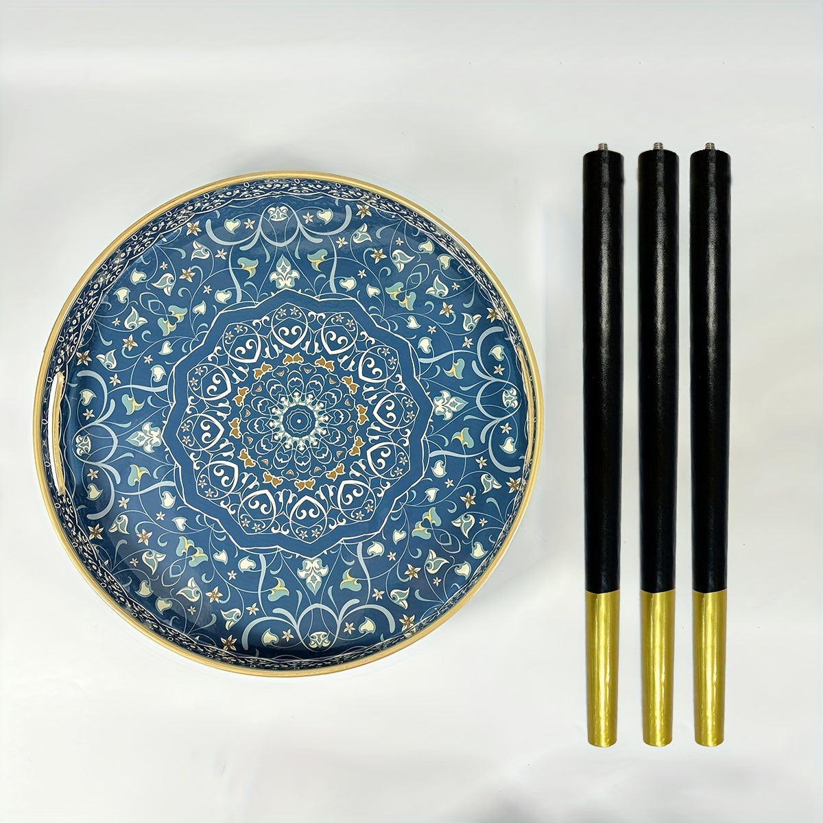 Versatile Round Coffee Table Tray with Handles