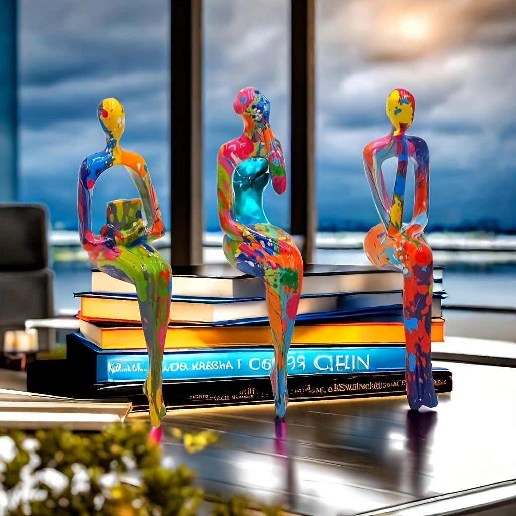 3-Piece Set of Exquisite Abstract Resin Figurines
