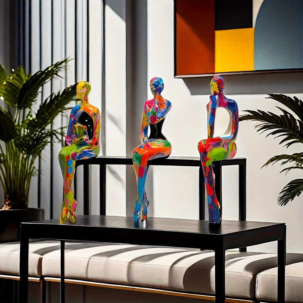 3-Piece Set of Exquisite Abstract Resin Figurines