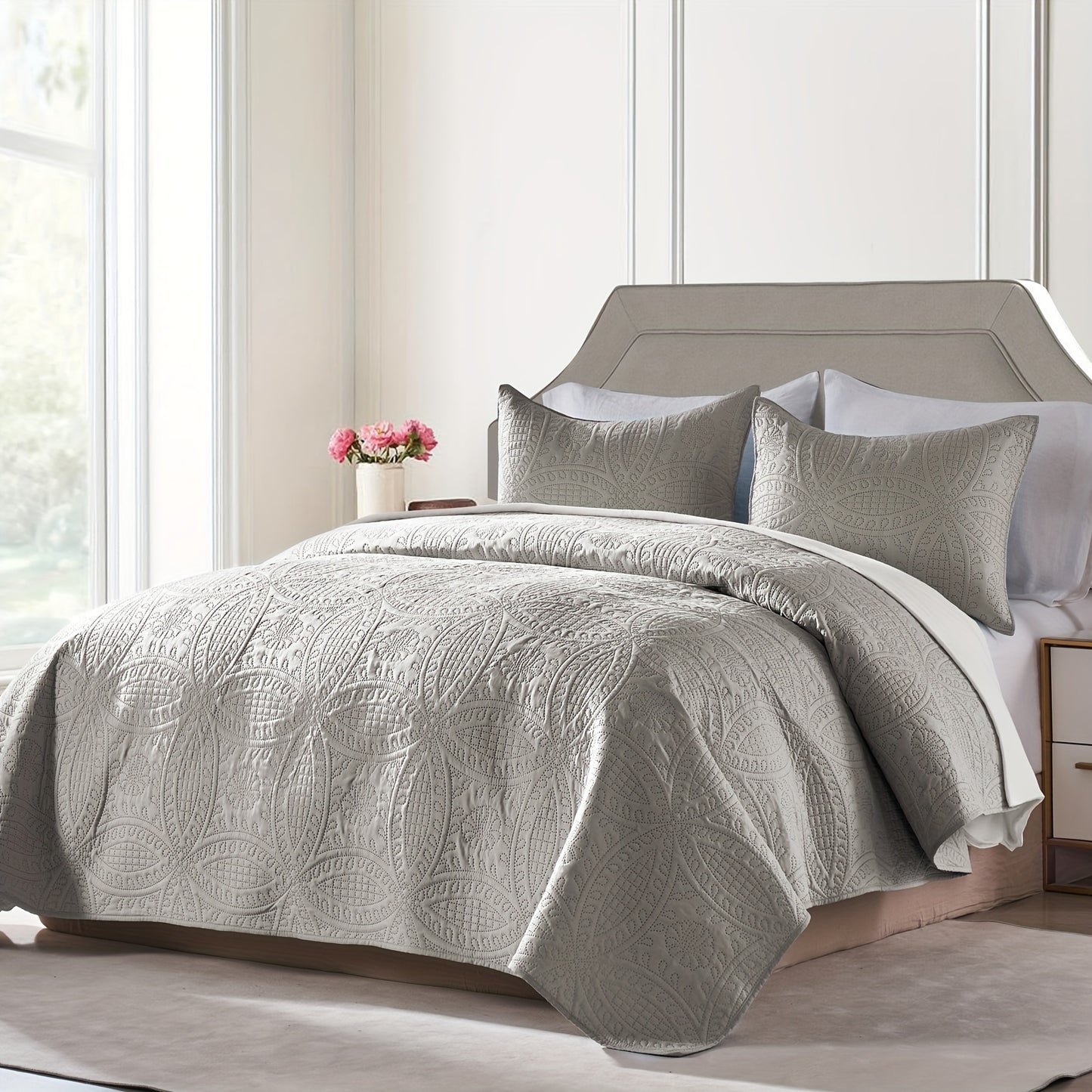 3Pcs Copper Coin Pattern Bedspread Cover