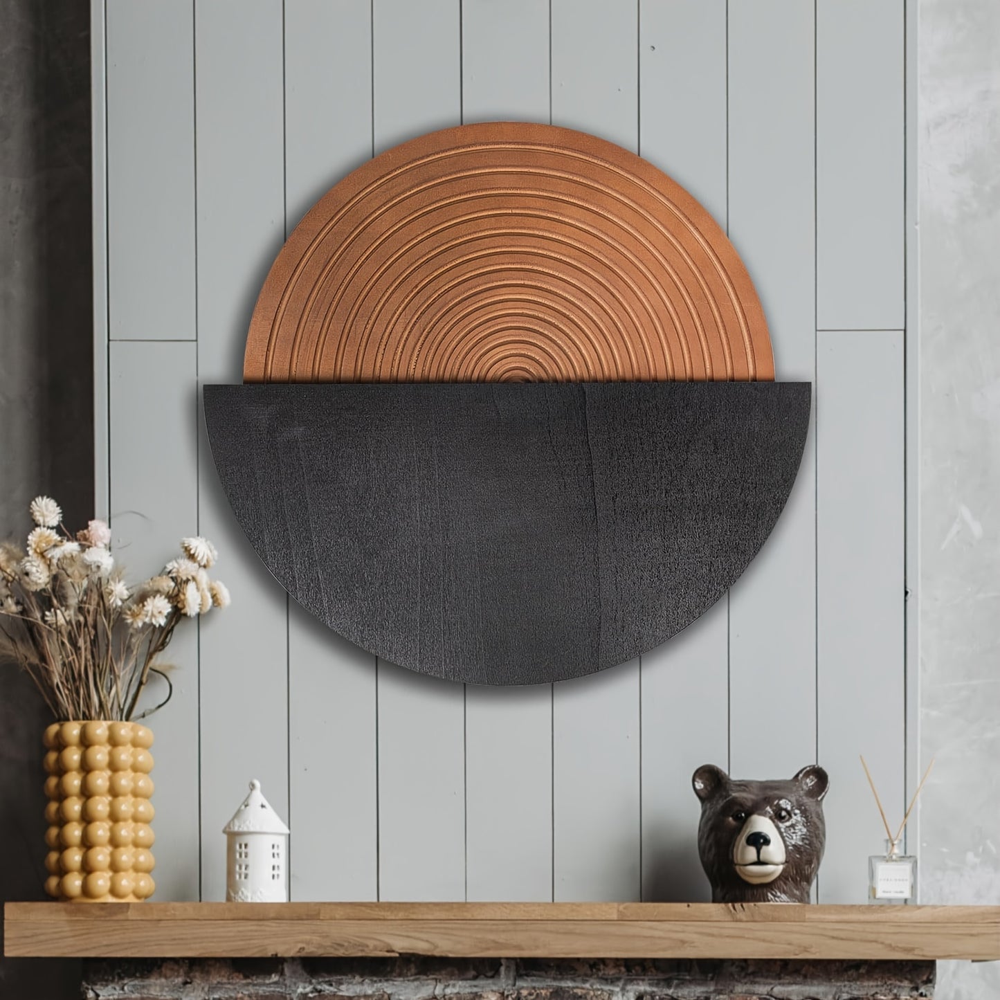 Round Wall Decor Wooden Boho Half-Circle Decor