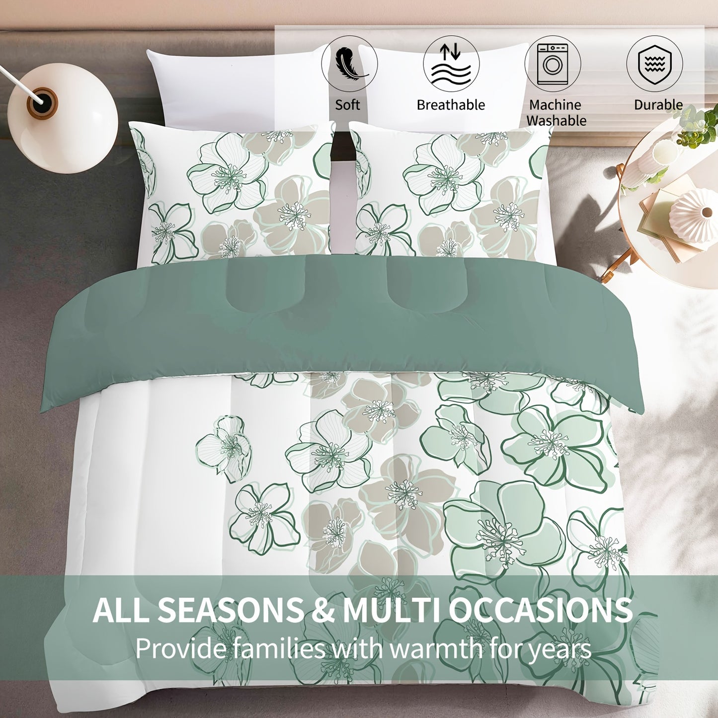 Flower Quilted Comforter Set