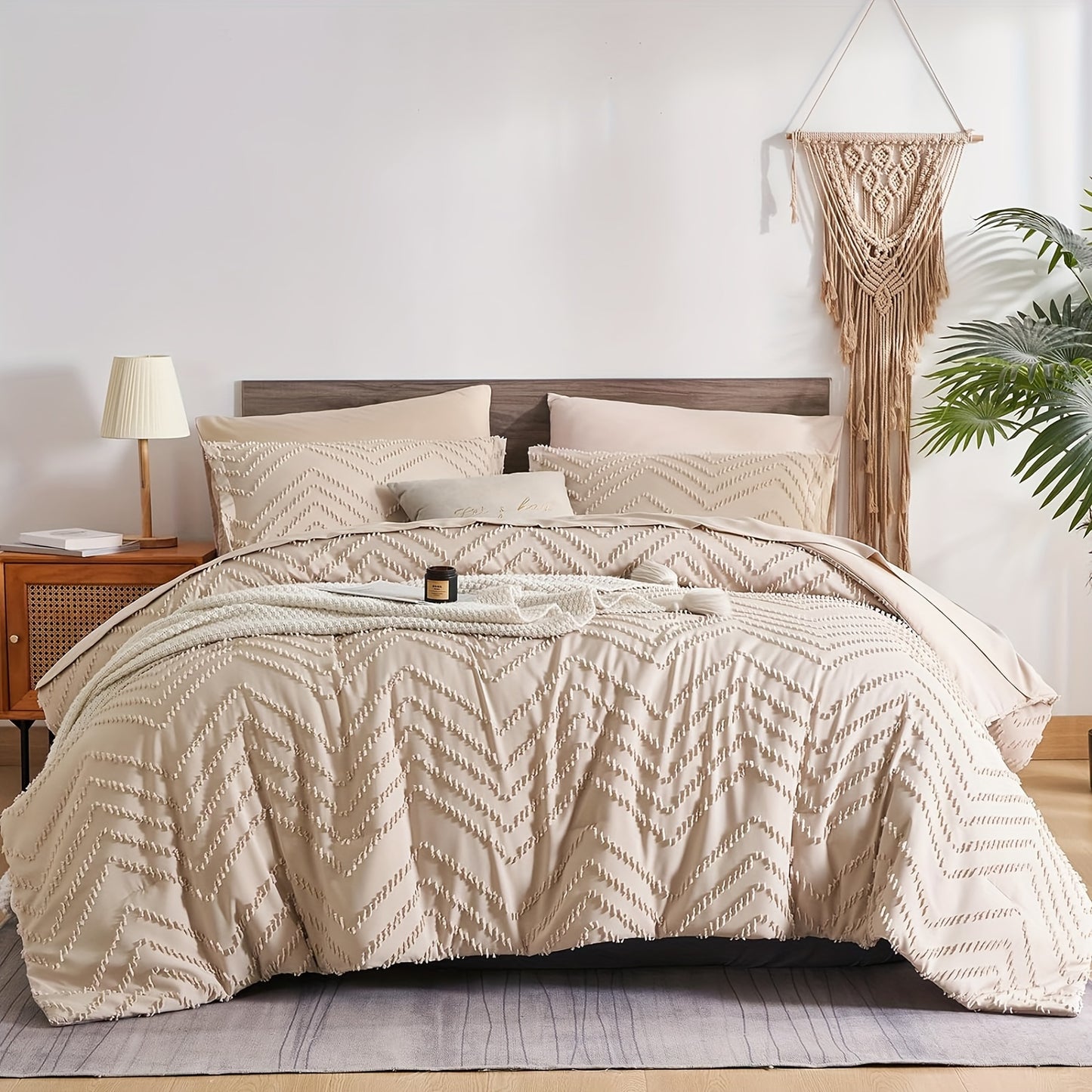 7Pc Chevron Boho Shabby Chic Farmhouse Comforter Set