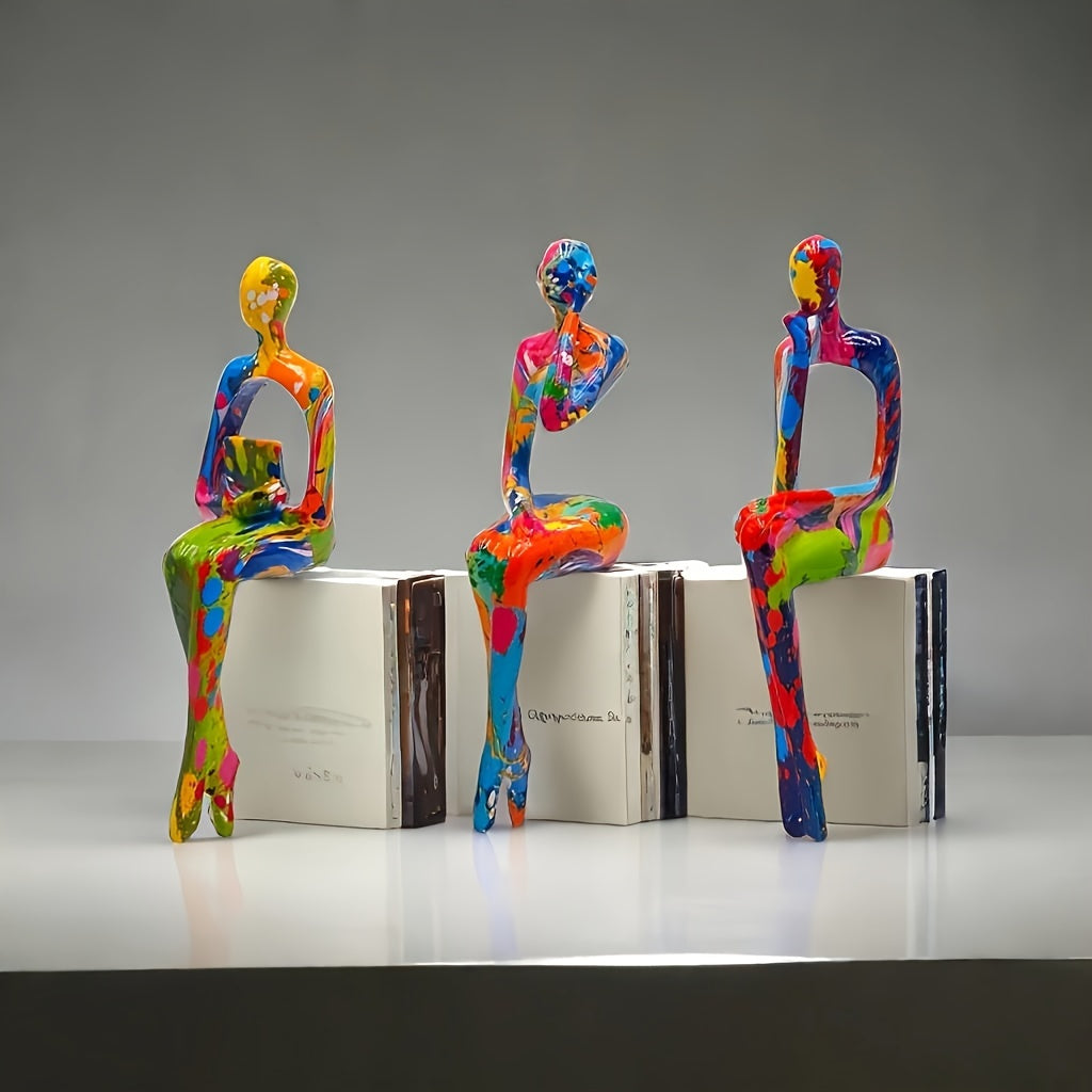 3-Piece Set of Exquisite Abstract Resin Figurines