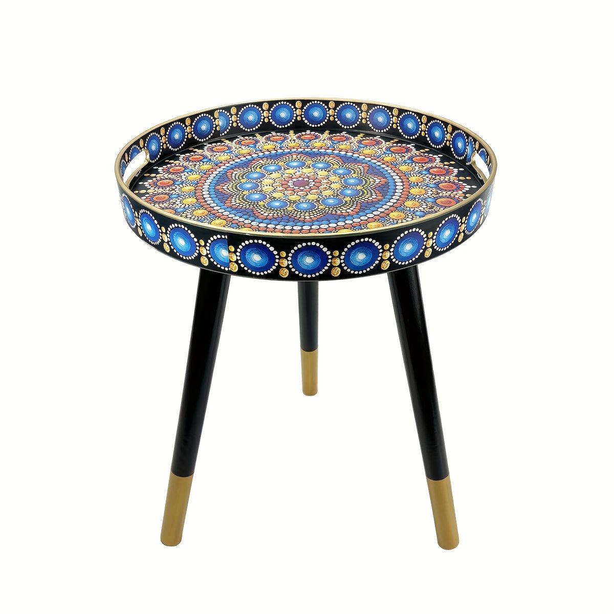 Versatile Round Coffee Table Tray with Handles