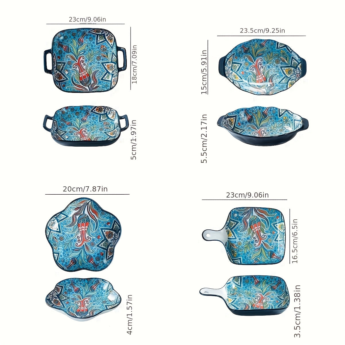 4pcs Bohemian Ceramic Bakeware Set