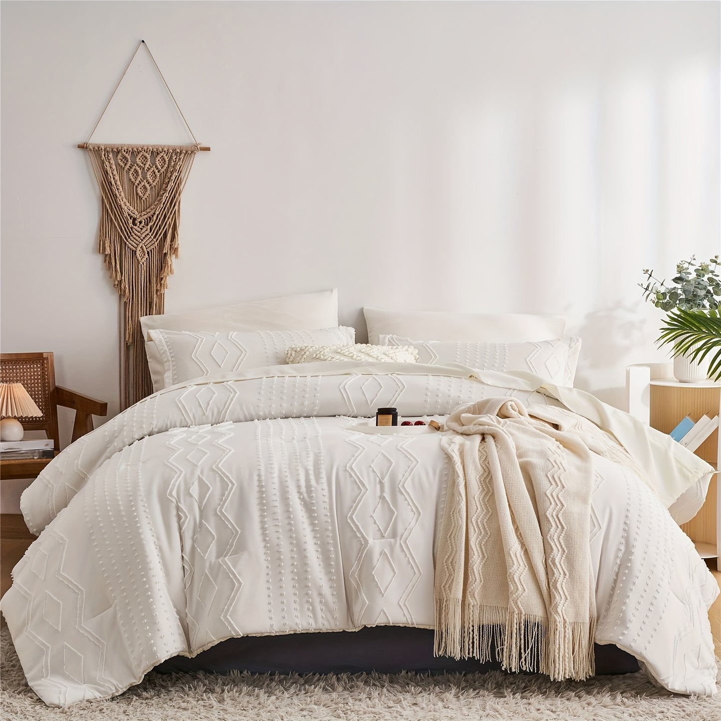 7pcs Solid Color Tufted Comforter Set