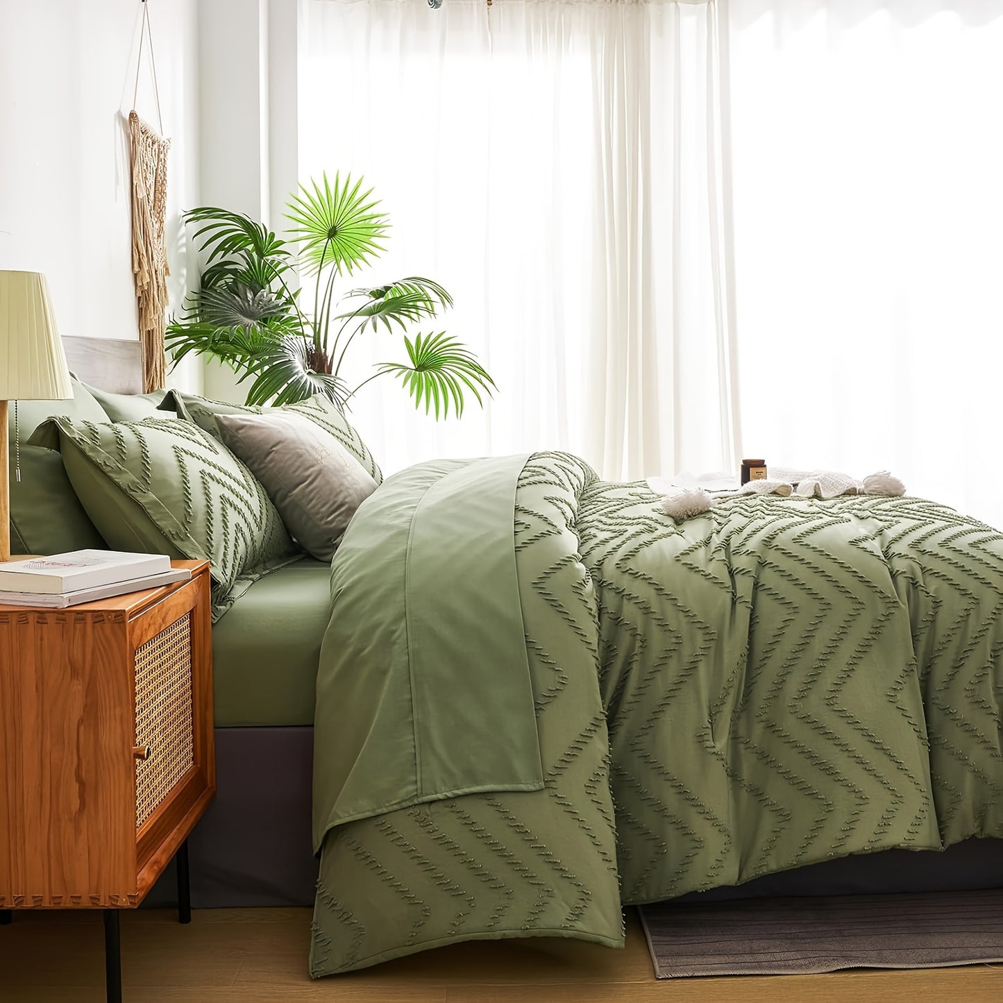 7Pc Chevron Boho Shabby Chic Farmhouse Comforter Set