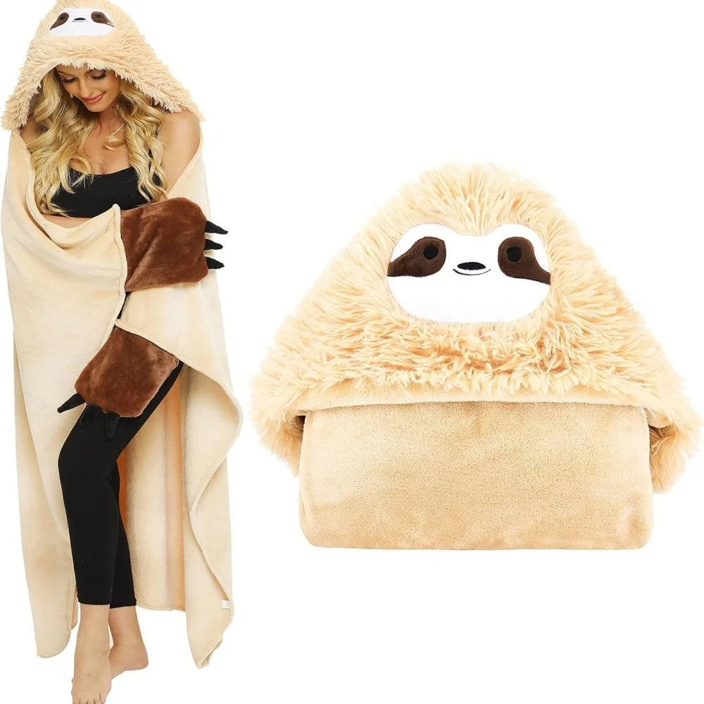 Sloth Wearable Sherpa Hoodie Throw