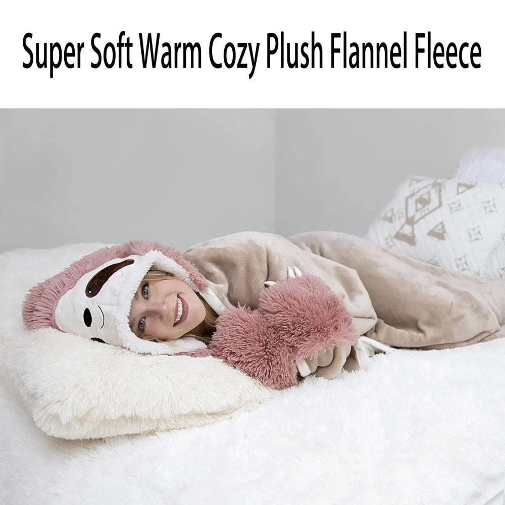 Sloth Wearable Sherpa Hoodie Throw