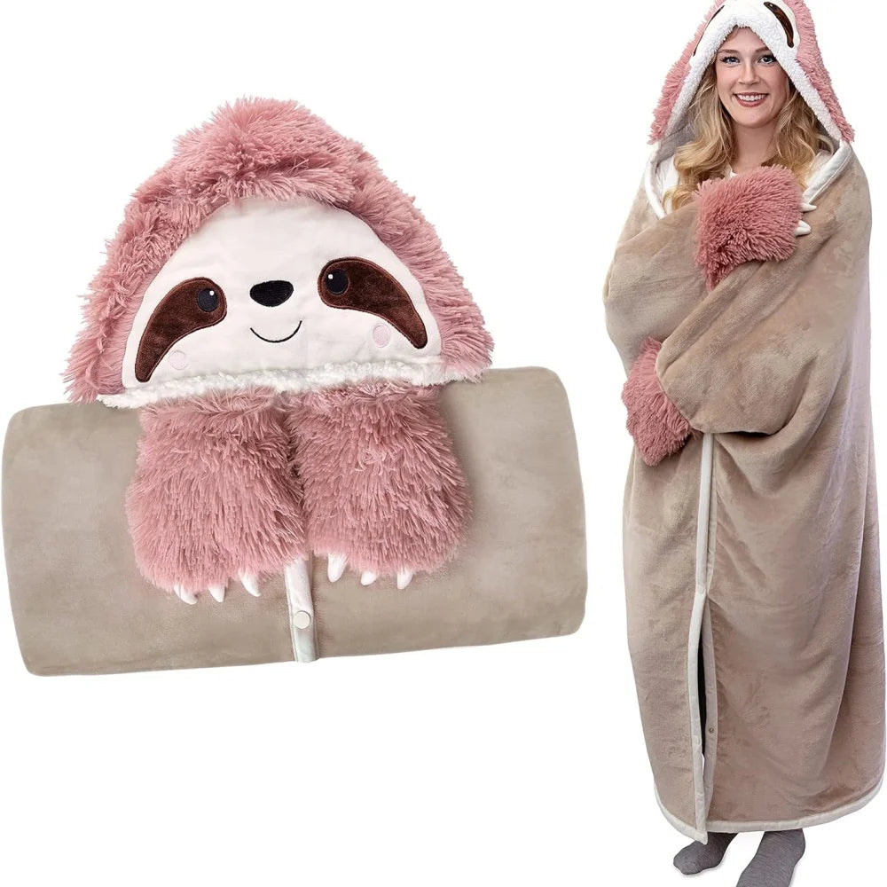 Sloth Wearable Sherpa Hoodie Throw