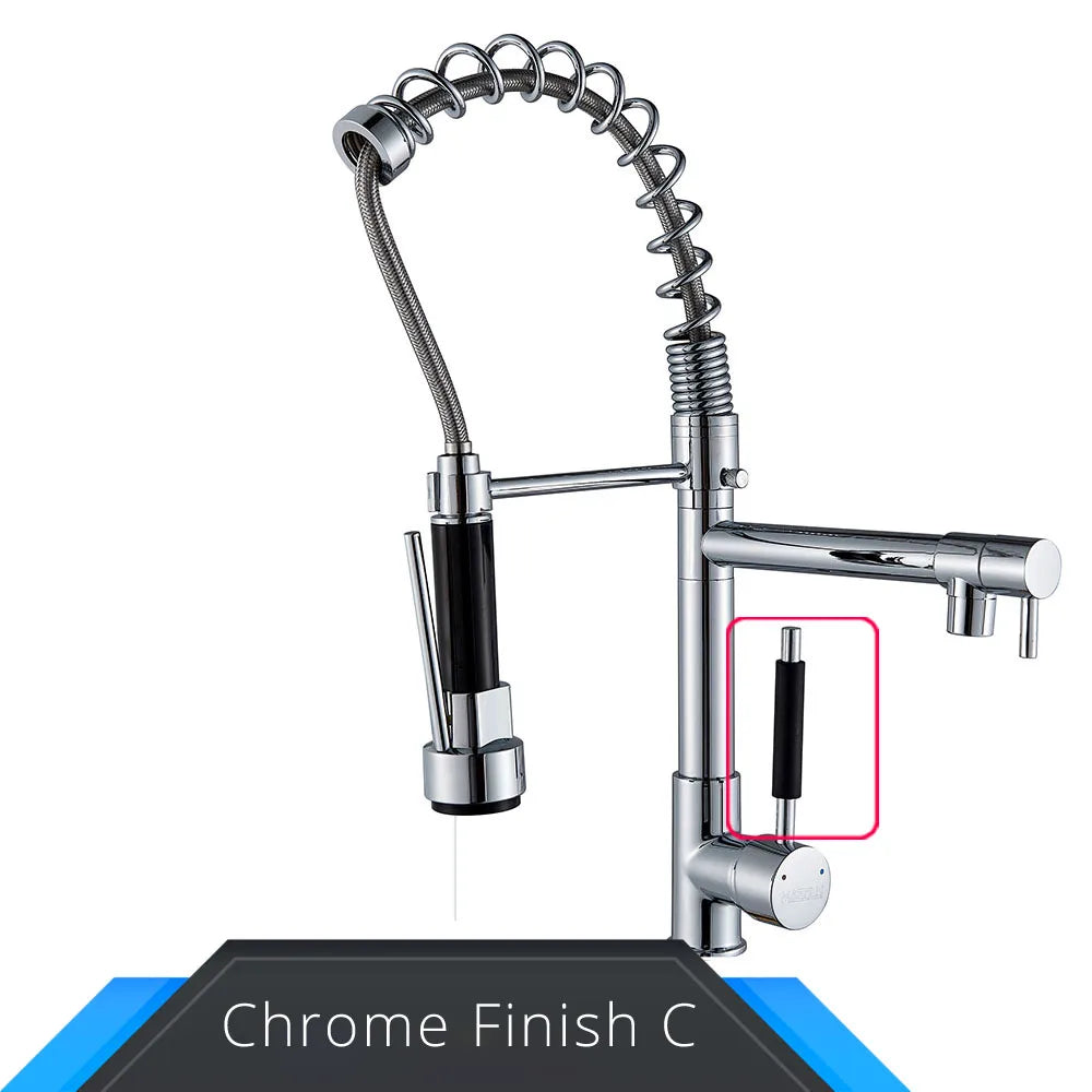 Spring Pull Down Sink Faucet Dual Spout