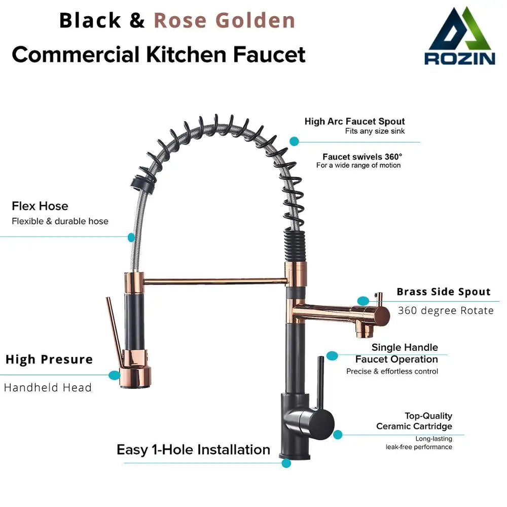 Spring Pull Down Sink Faucet Dual Spout