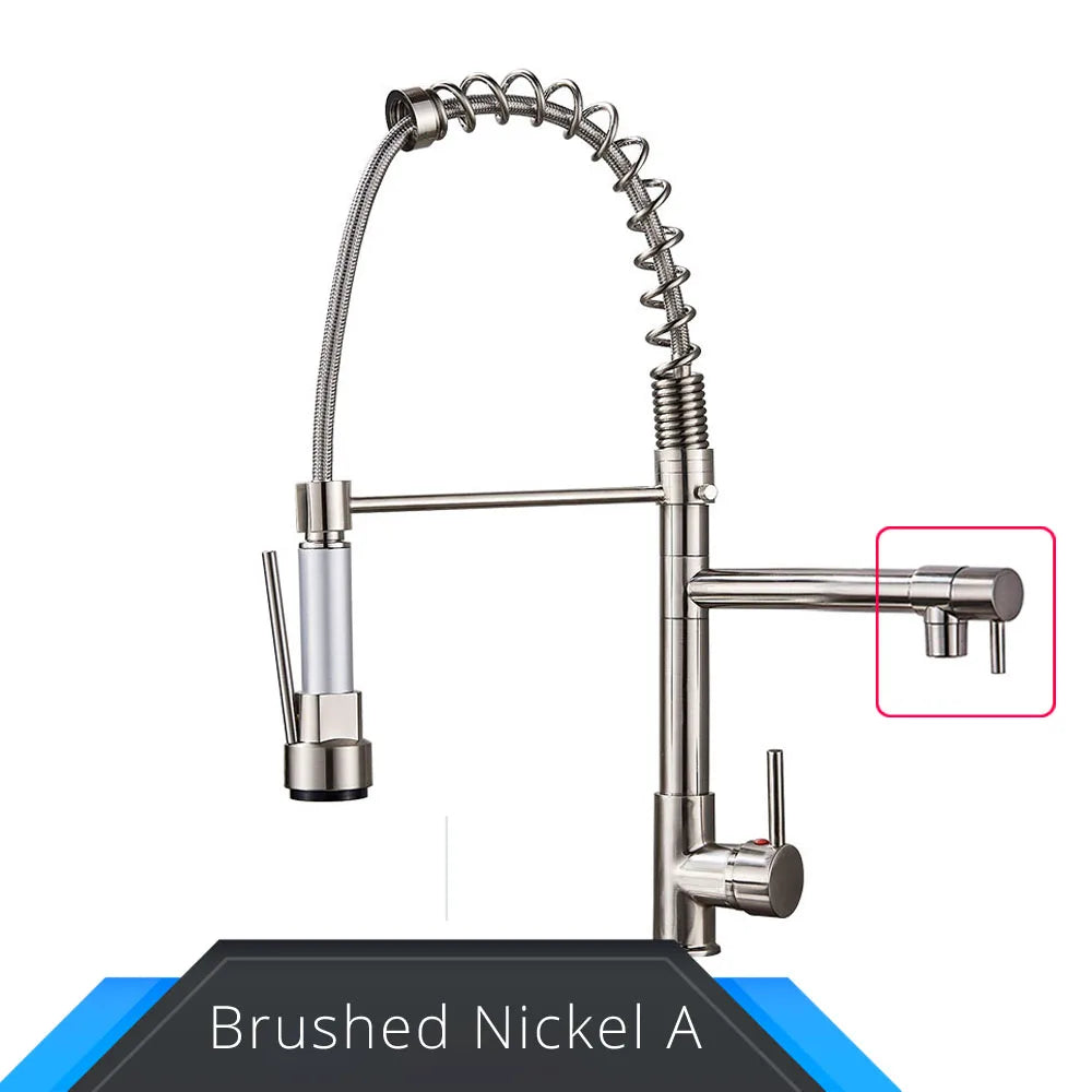 Spring Pull Down Sink Faucet Dual Spout