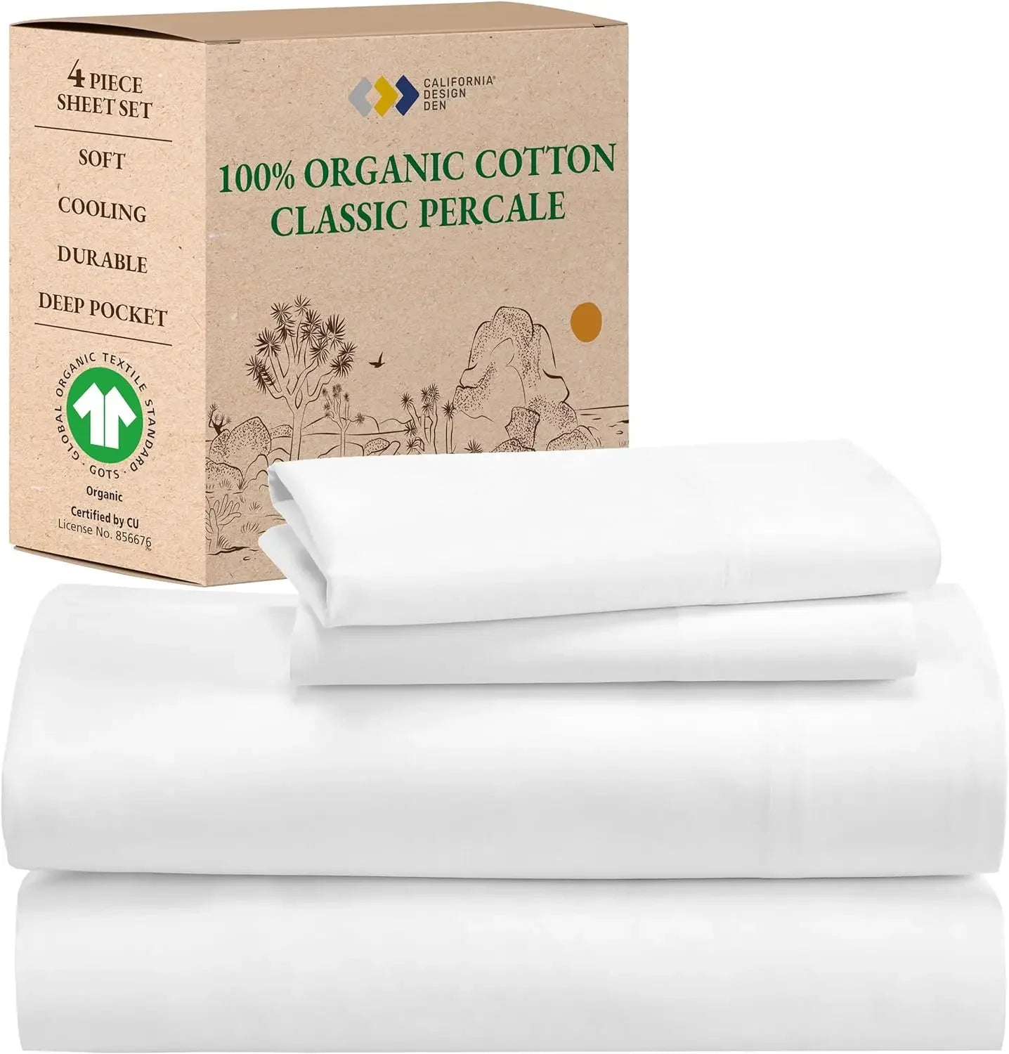 100% Organic Cotton Sheet Set Deep Pockets