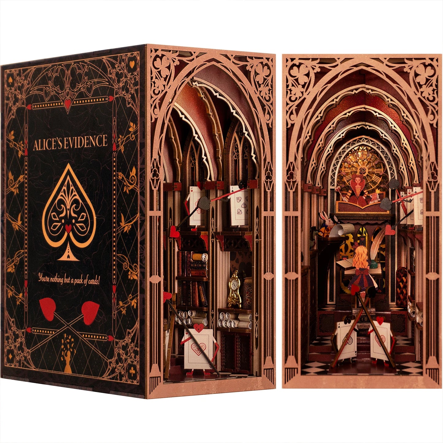 3D Book Nook Kit, DIY 𝗔𝗹𝗶𝗰𝗲'𝘀 E𝘃𝗶𝗱𝗲𝗻𝗰𝗲